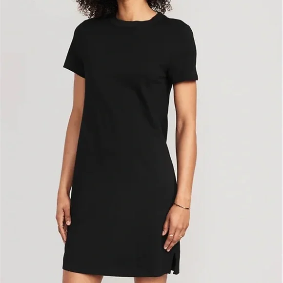 Old Navy | Dresses | Old Navy Black Slub Knit Tshirt Dress | Poshmark